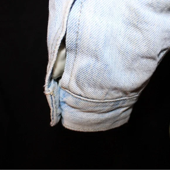 American Eagle Sherpa-lined Denim Bomber Jacket with Fur Hood Women's XXS - Picture 6 of 10